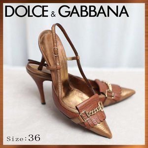 Authentic Dolce & Gabbana D&G Loafer heels gold & bronze sz36